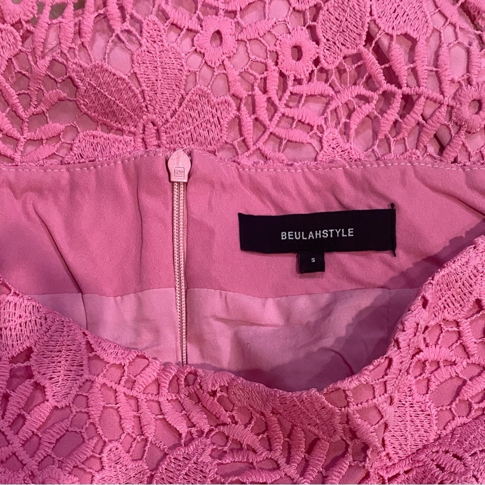 BRAND NEW NO TAGS Beulah Style Women’s Pink Floral Lace High Waist Shorts Sz S - Picture 4 of 4